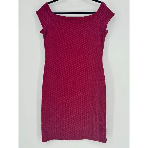 Burgundy Semi Formal Party Cap Sleeve Holiday Dress Size L - Picture 2 of 3